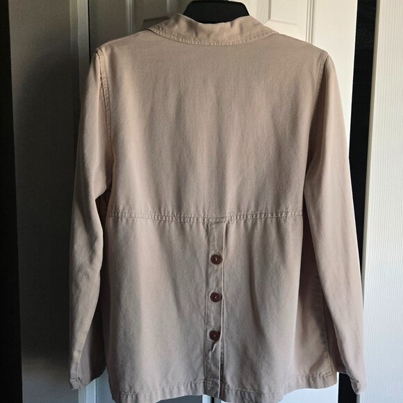 Vintage Blazer with Pockets, Beige , Cotton, Size Petite Medium, Hip length - Picture 2 of 4